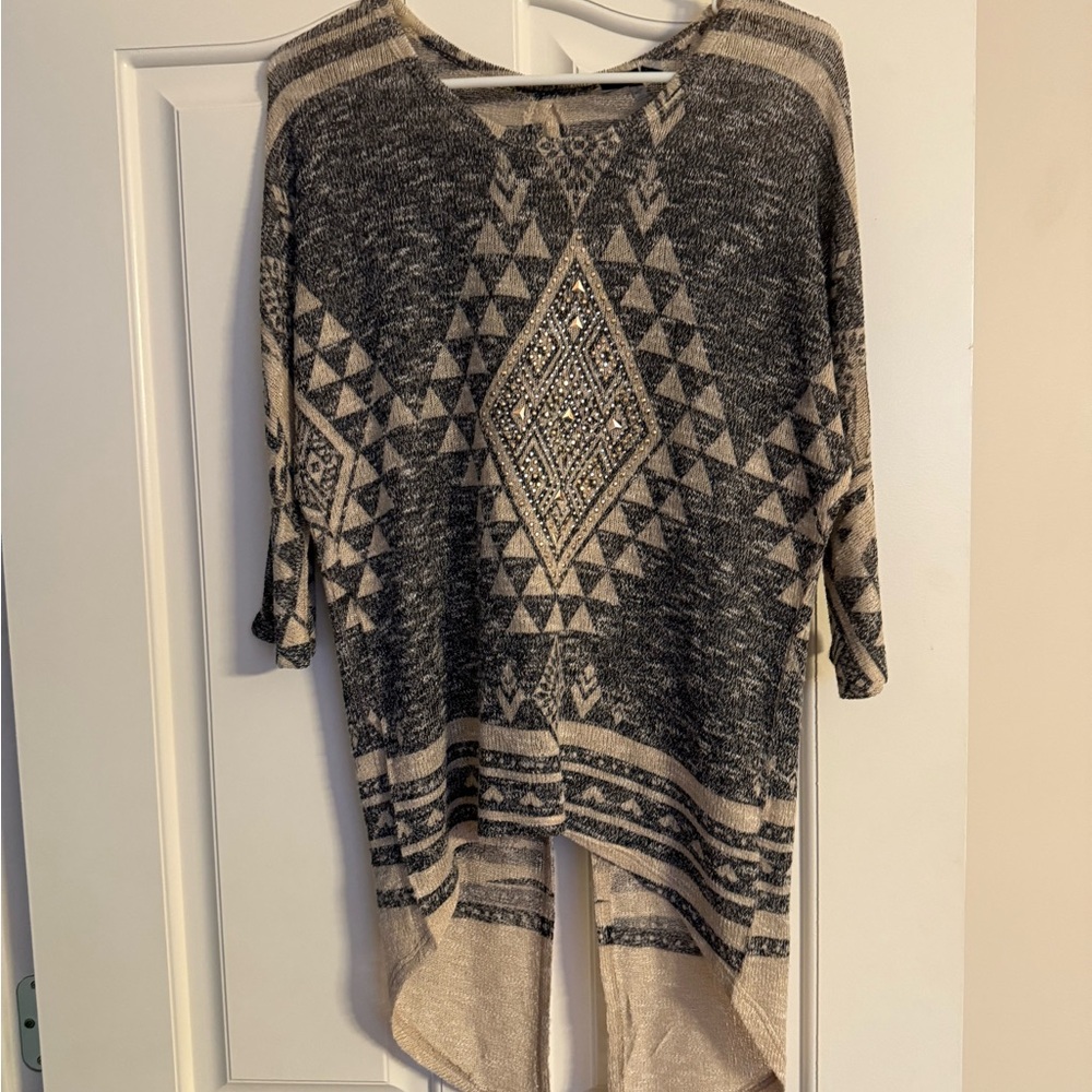 Charlotte Russe Black and Cream Aztec Sweater